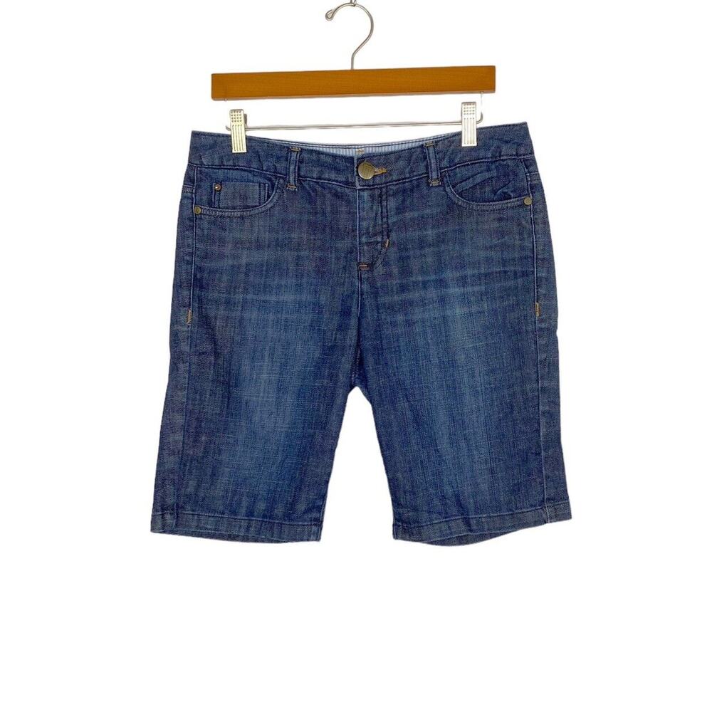 Tommy Hilfiger Shorts Womens 4 Blue Bermuda Dark Wash Stretch Lightweight Denim